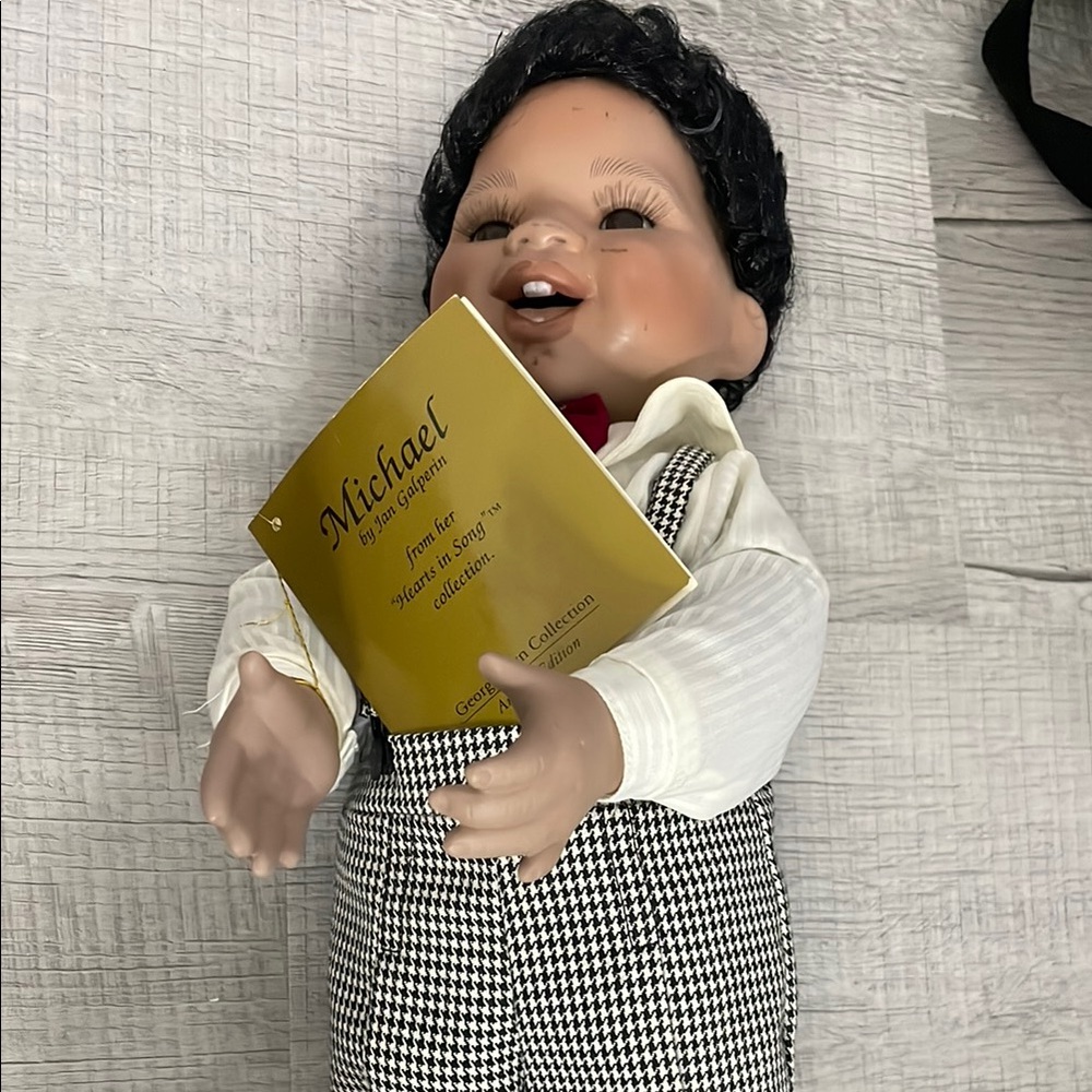 Michael Porcelain Doll with Book